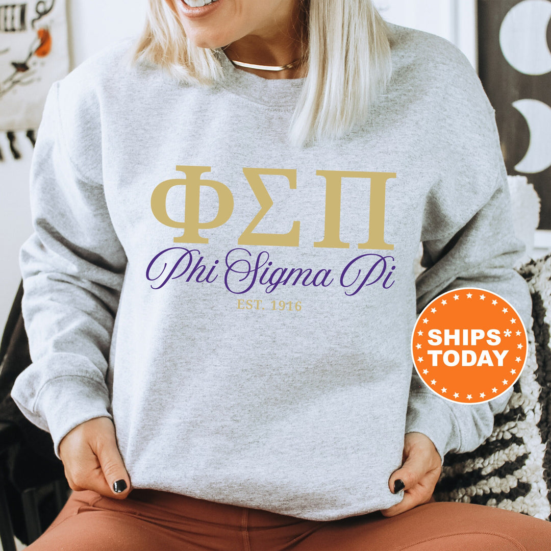 Phi Sigma Pi Letter Unity COED Sweatshirt | Phi Sigma Pi Greek Letters Sweatshirt | COED Fraternity Gift | Greek Apparel _ 15377g