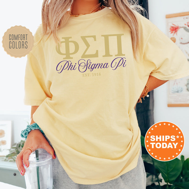 Phi Sigma Pi Letter Unity COED T-Shirt | Phi Sigma Pi Greek Letters Shirt | COED Fraternity Gift | Comfort Colors Shirt _ 15377g