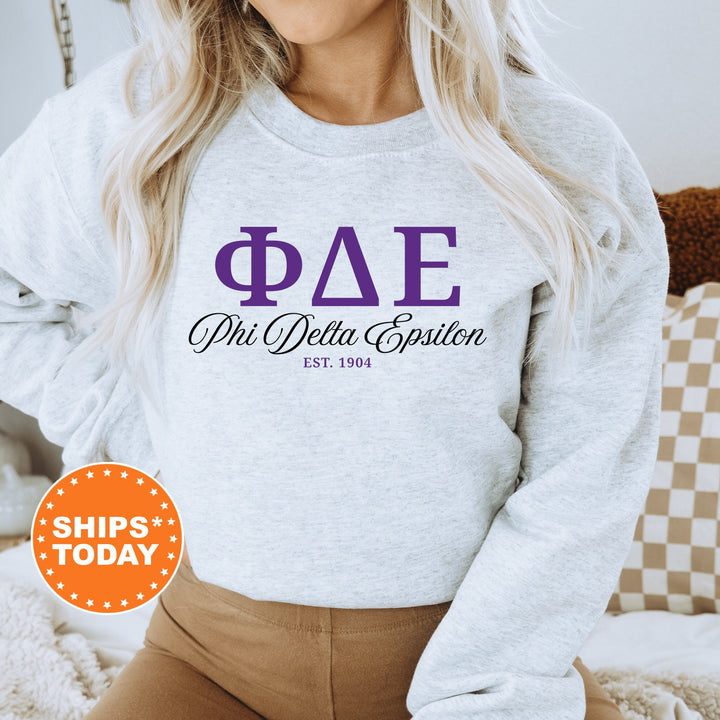 Phi Delta Epsilon Letter Unity COED Sweatshirt | Phi Delta Epsilon Greek Letters Sweatshirt | COED Fraternity Gift | Greek Apparel _ 15376g