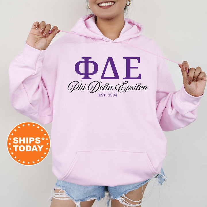 Phi Delta Epsilon Letter Unity COED Sweatshirt | Phi Delta Epsilon Greek Letters Sweatshirt | COED Fraternity Gift | Greek Apparel _ 15376g