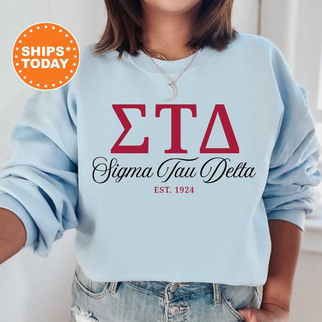 Sigma Tau Delta Letter Unity COED Sweatshirt | Sigma Tau Delta Greek Letters Sweatshirt | COED Fraternity Gift | Greek Apparel _ 15379g