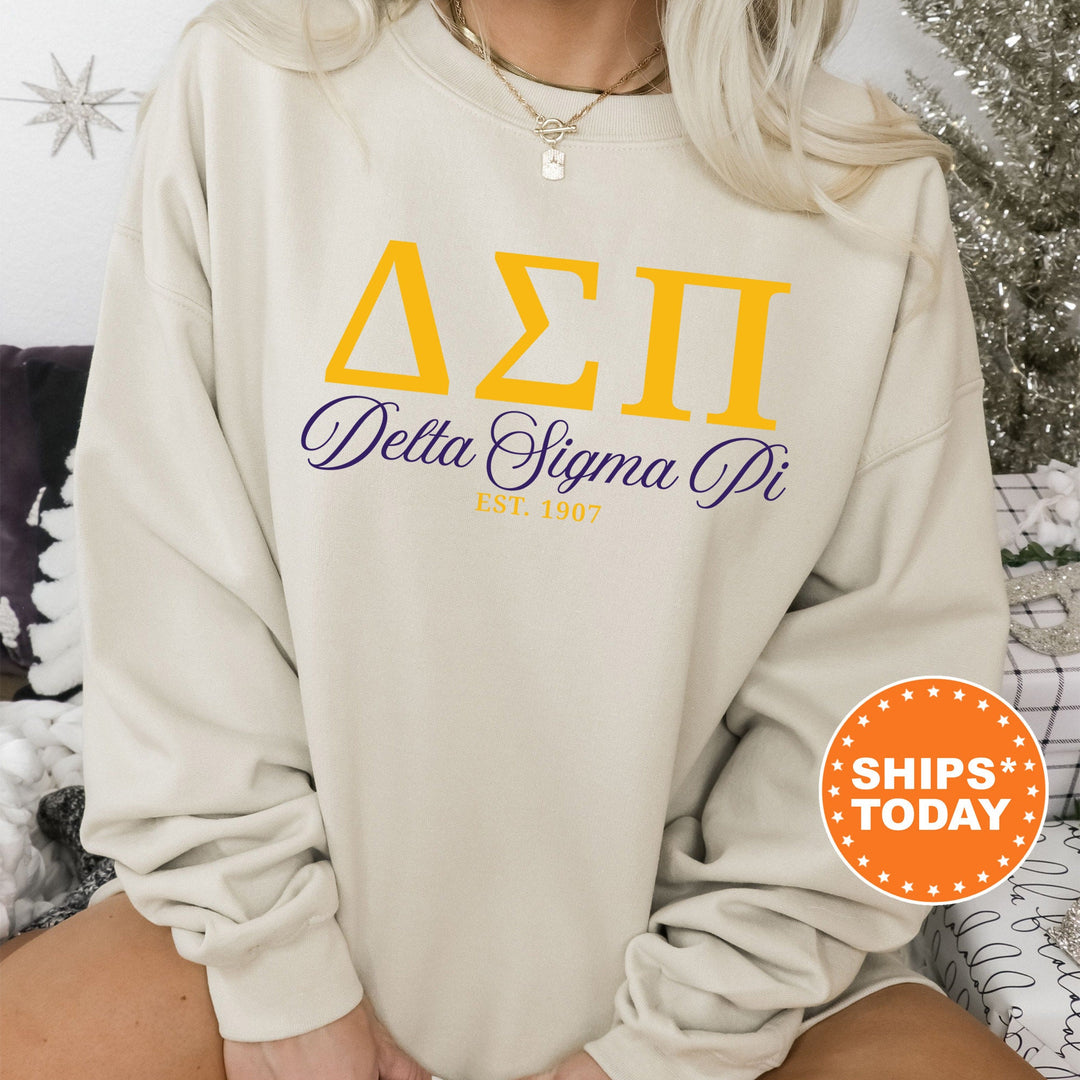 Delta Sigma Pi Letter Unity COED Sweatshirt | Delta Sigma Pi Greek Letters Sweatshirt | COED Fraternity Gift | Greek Apparel _ 15370g