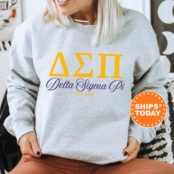 Delta Sigma Pi Letter Unity COED Sweatshirt | Delta Sigma Pi Greek Letters Sweatshirt | COED Fraternity Gift | Greek Apparel _ 15370g