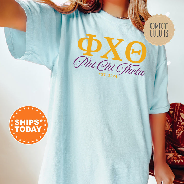 Phi Chi Theta Letter Unity COED T-Shirt | Phi Chi Theta Greek Letters Shirt | COED Fraternity Gift | Comfort Colors Shirt _ 15375g
