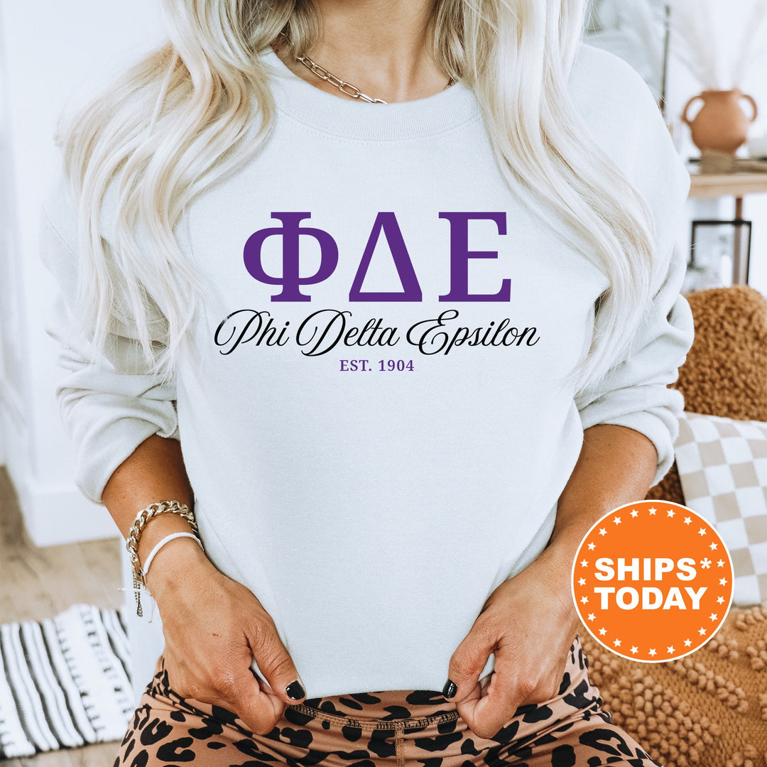 Phi Delta Epsilon Letter Unity COED Sweatshirt | Phi Delta Epsilon Greek Letters Sweatshirt | COED Fraternity Gift | Greek Apparel _ 15376g