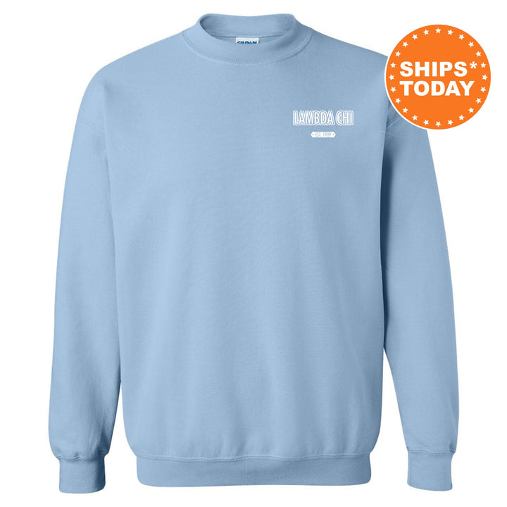 Lambda Chi Alpha Snow Year Fraternity Sweatshirt | Lambda Chi Left Chest Print Sweatshirt | Fraternity Gift | College Greek Apparel _ 17884g