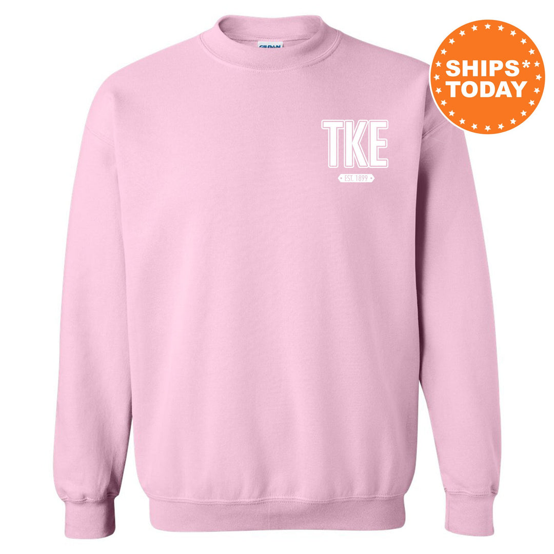 Tau Kappa Epsilon Snow Year Fraternity Sweatshirt | TKE Left Chest Print Sweatshirt | TEKE Fraternity Gift | College Greek Apparel _ 17899g