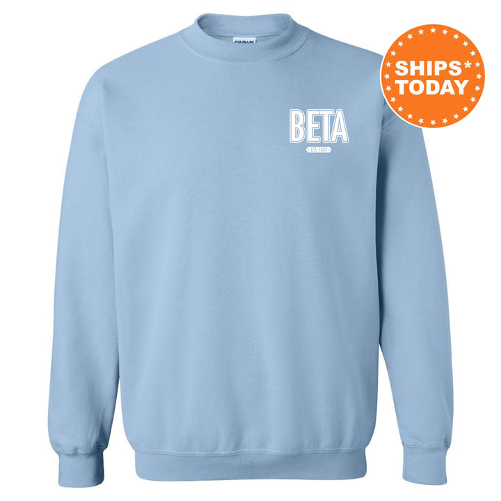 Beta Theta Pi Snow Year Fraternity Sweatshirt | Beta Left Chest Print Sweatshirt | Fraternity Gift | College Greek Apparel _ 17876g