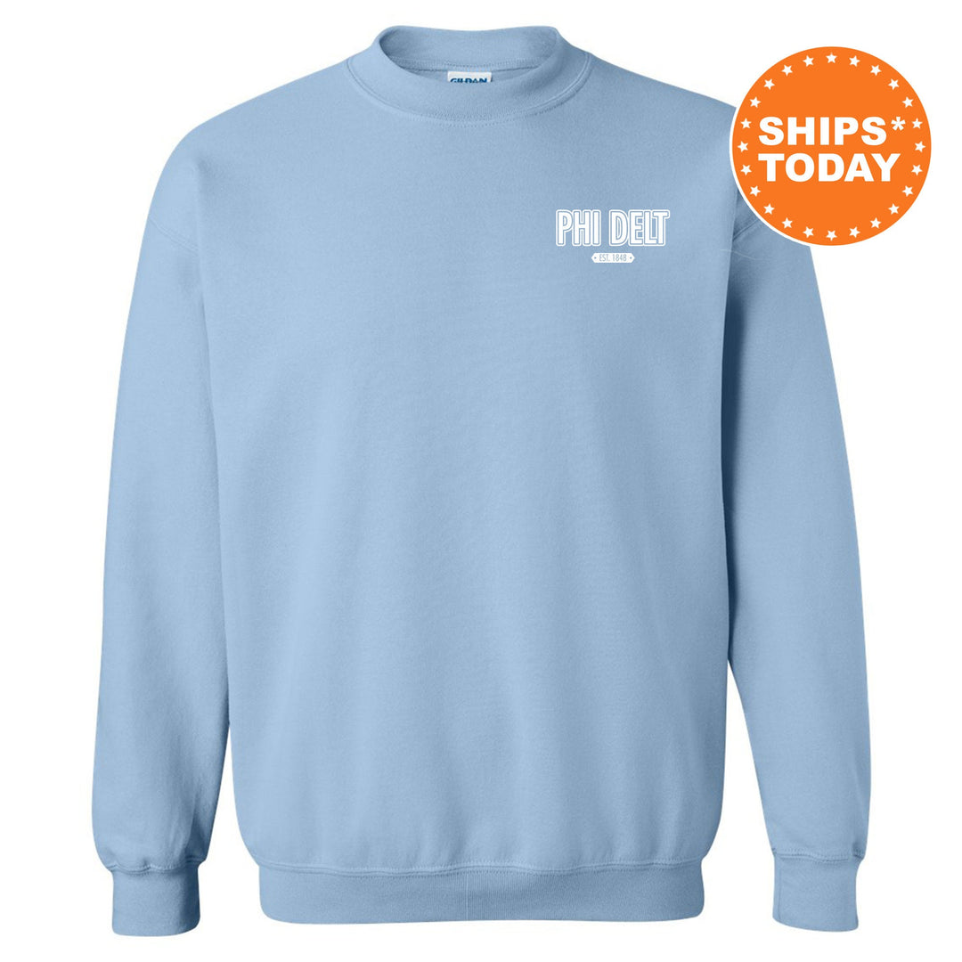 Phi Delta Theta Snow Year Fraternity Sweatshirt | Phi Delt Left Chest Print Sweatshirt | Fraternity Gift | College Greek Apparel _ 17885g