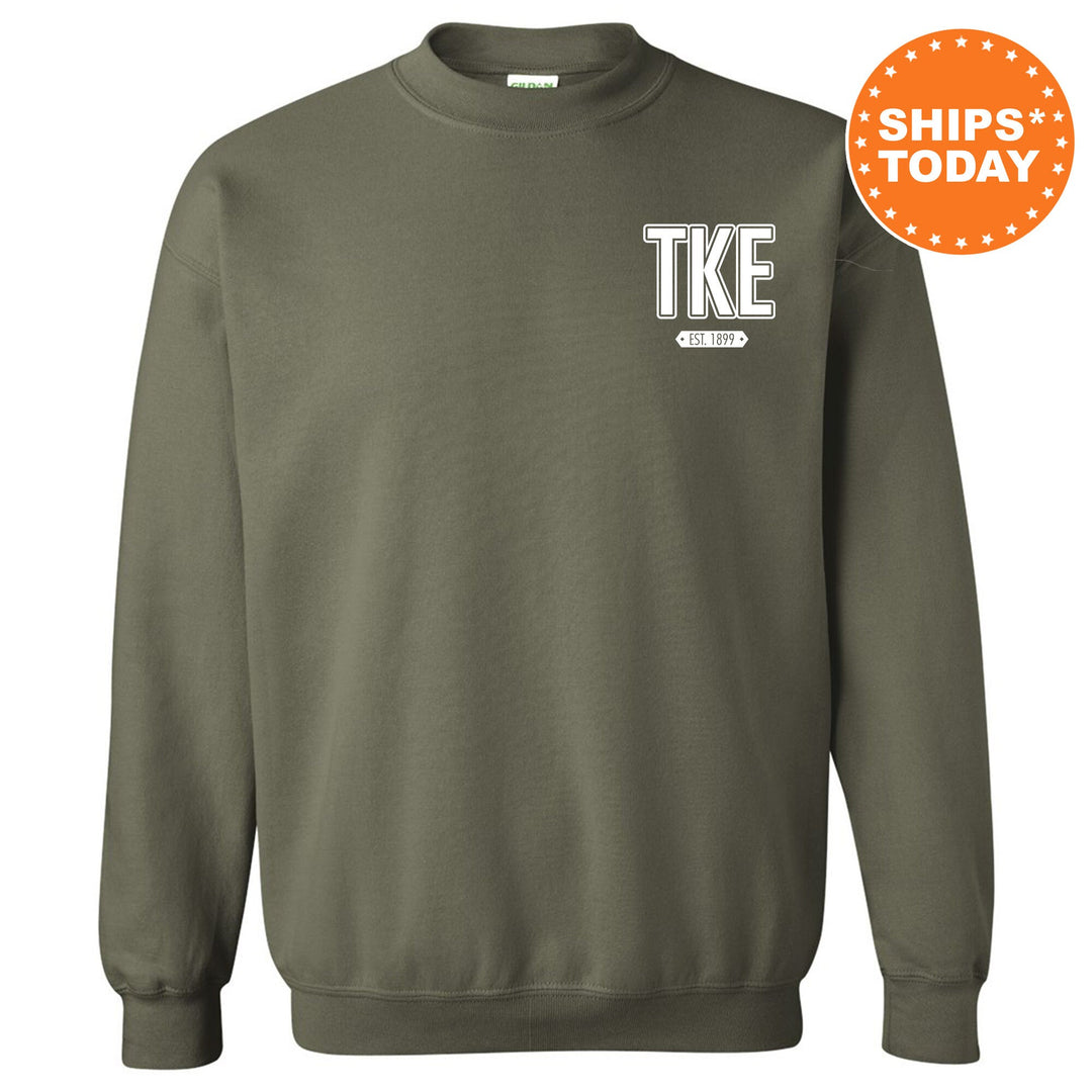 Tau Kappa Epsilon Snow Year Fraternity Sweatshirt | TKE Left Chest Print Sweatshirt | TEKE Fraternity Gift | College Greek Apparel _ 17899g