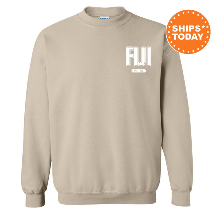 FIJI Snow Year Fraternity Sweatshirt | Phi Gamma Delta Left Chest Print Sweatshirt | Fraternity Gift | College Greek Apparel _ 17886g