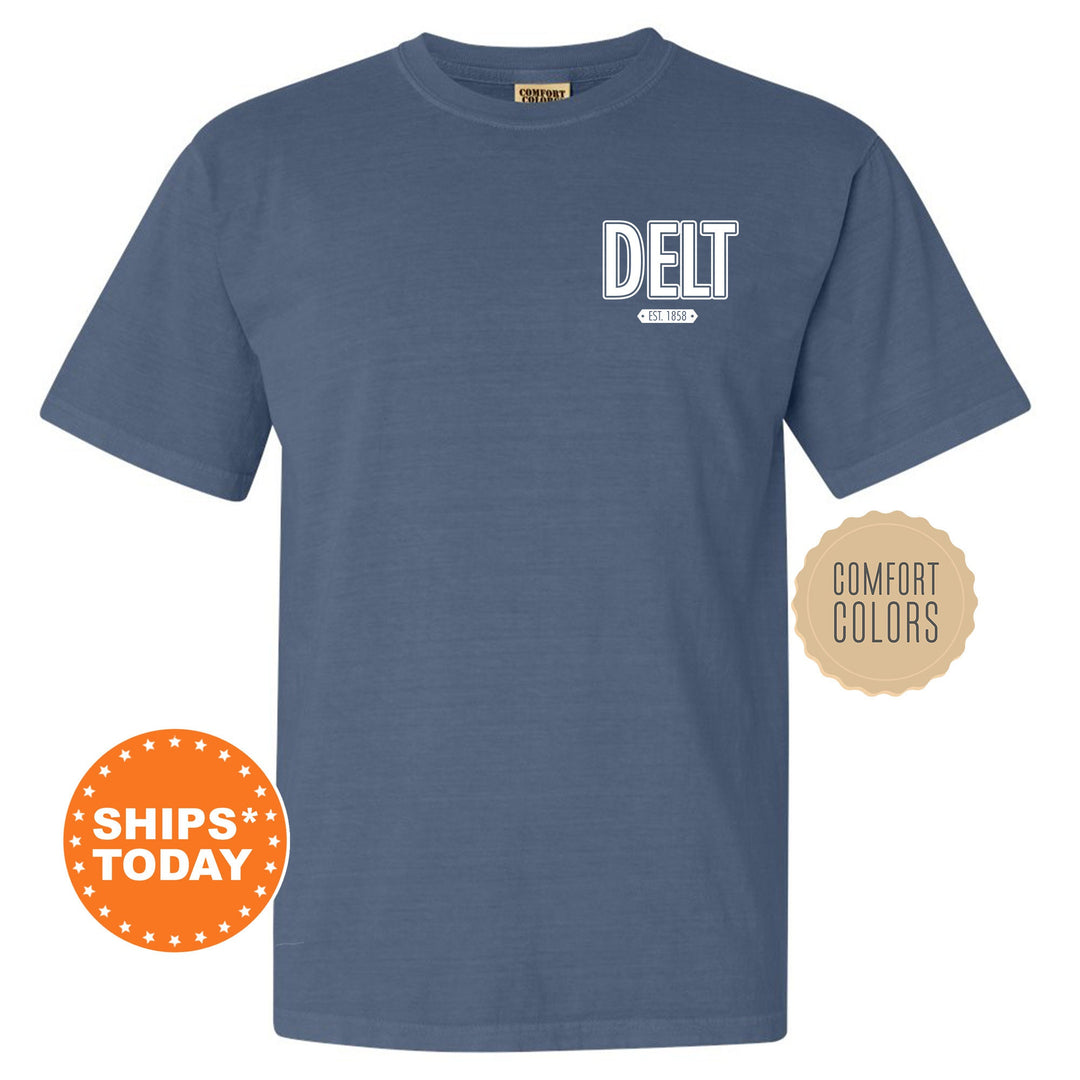 Delta Tau Delta Snow Year Fraternity T-Shirt | Delt Left Chest Graphic Tee Shirt | Comfort Colors Shirt | Fraternity Bid Day Gift _ 17880g