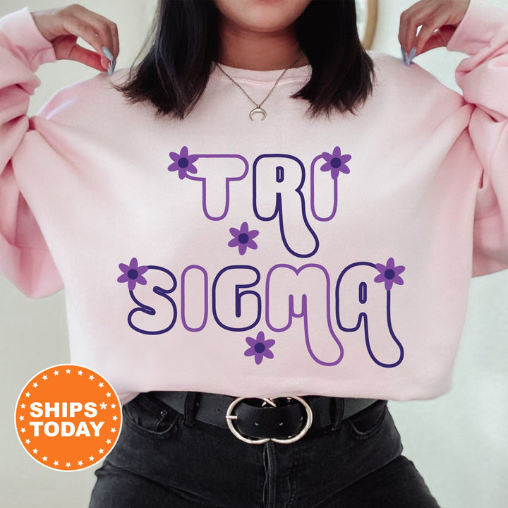 Sigma Sigma Sigma Greek Blossom Sorority Sweatshirt | Tri Sigma Sorority Crewneck | Big Little Recruitment Gift | Sorority Merch _ 16611g