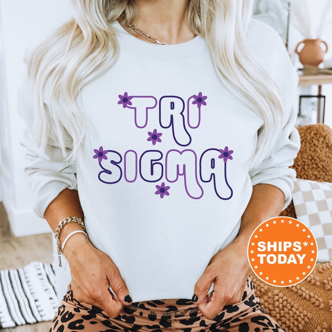 Sigma Sigma Sigma Greek Blossom Sorority Sweatshirt | Tri Sigma Sorority Crewneck | Big Little Recruitment Gift | Sorority Merch _ 16611g