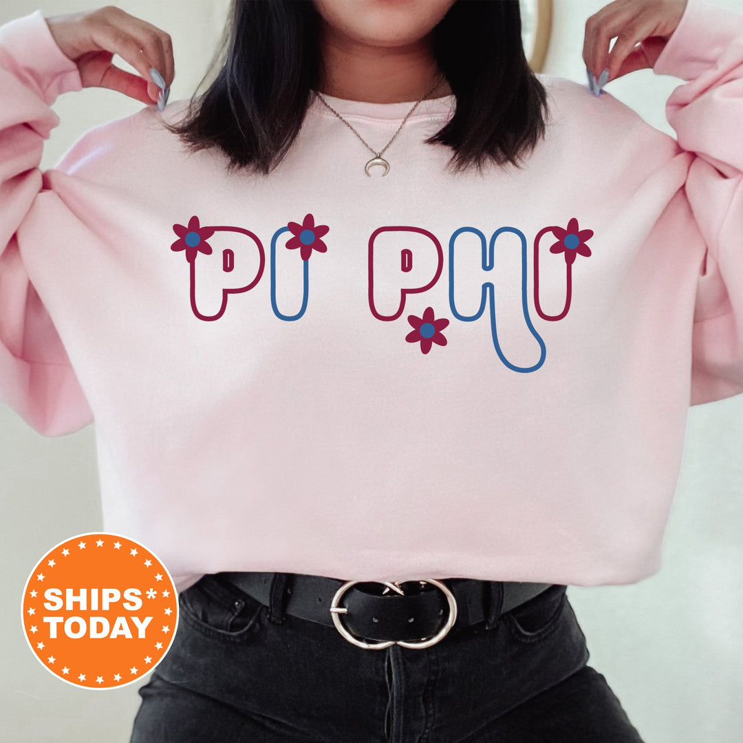 Pi Beta Phi Greek Blossom Sorority Sweatshirt | Pi Phi Sorority Crewneck | Big Little Recruitment Gift | Sorority Merch _ 16608g