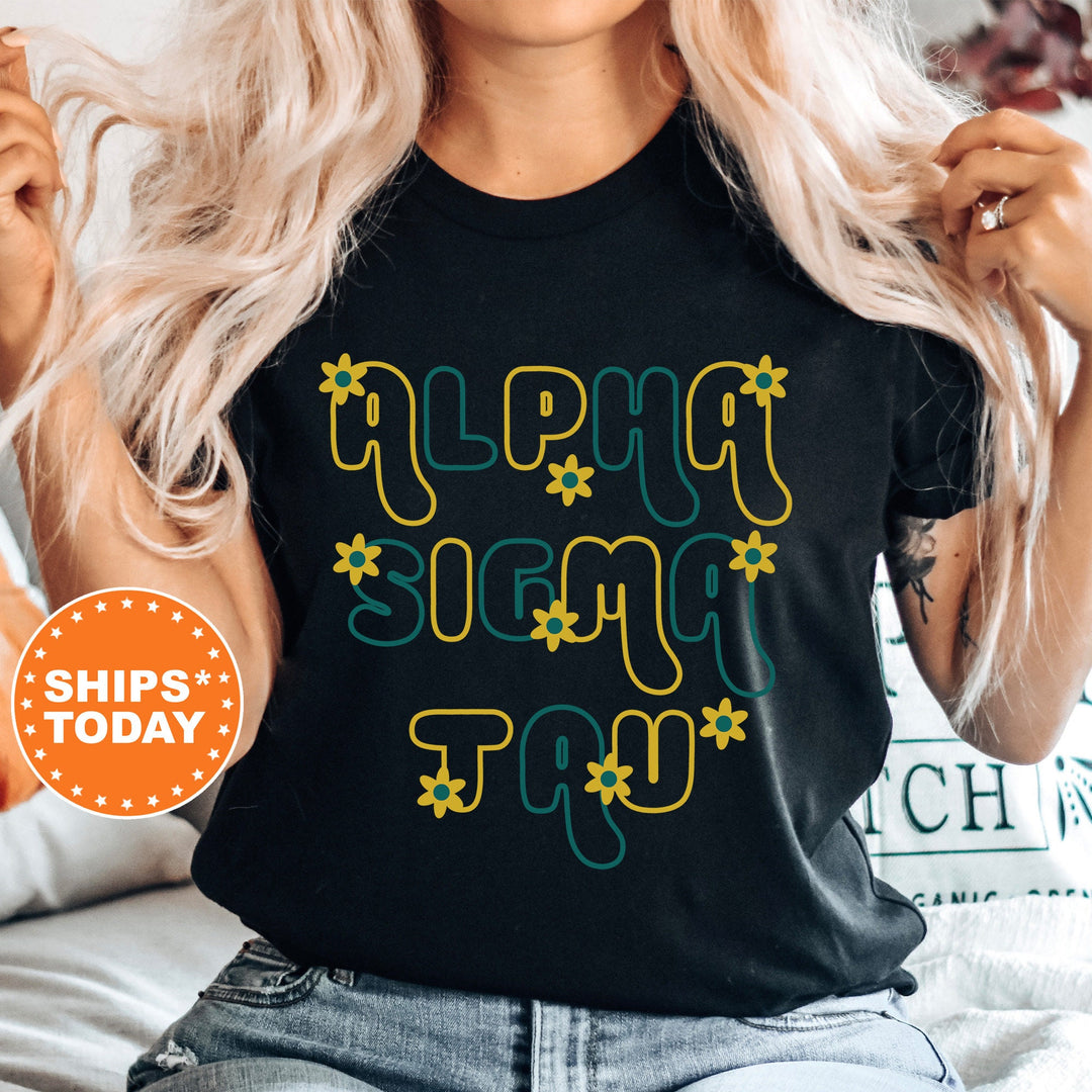 Alpha Sigma Tau Greek Blossom Sorority T-Shirt | Alpha Sigma Tau Comfort Colors Shirt | Big Little Family Shirt | Sorority Merch _ 16595g