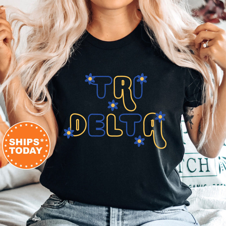 Delta Delta Delta Greek Blossom Sorority T-Shirt | Tri Delta Comfort Colors Shirt | Big Little Family Shirt | Sorority Merch _ 16598g