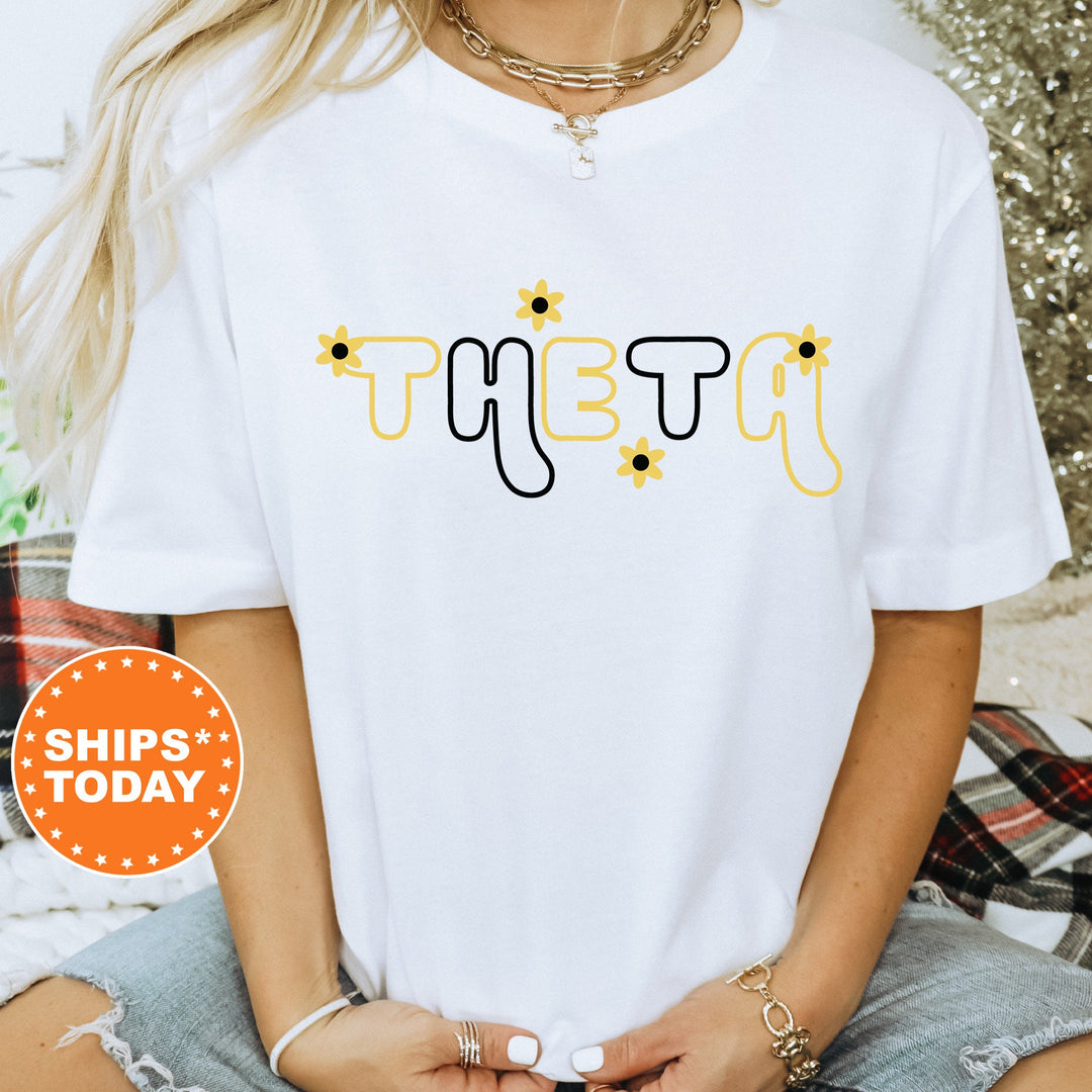 Kappa Alpha Theta Greek Blossom Sorority T-Shirt | Theta Comfort Colors Shirt | Big Little Family Shirt | Sorority Merch _ 16603g