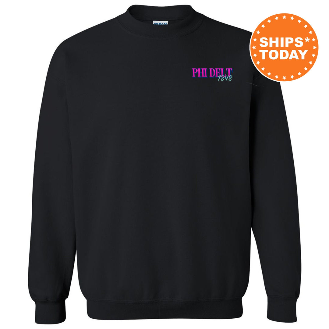 Phi Delta Theta Bright Nights Fraternity Sweatshirt | Phi Delt Crewneck Sweatshirt | Fraternity Rush Gift | New Pledge Sweatshirt _ 13931g