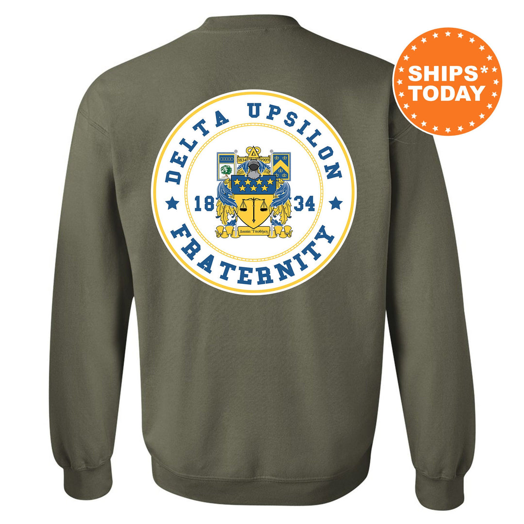 Delta Upsilon Proud Crests Fraternity Sweatshirt | DU Sweatshirt | Fraternity Hoodie | Bid Day Gift | Initiation Gift