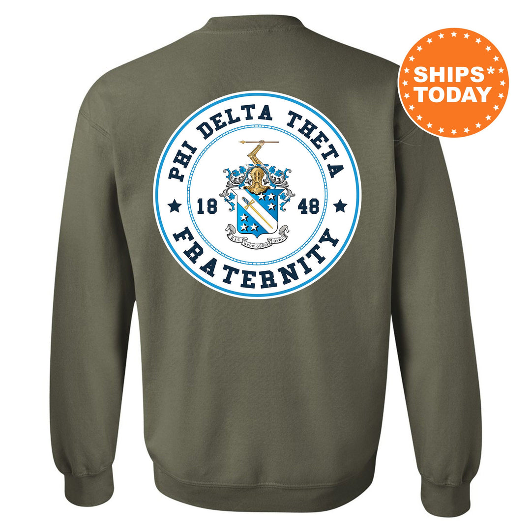 Phi Delta Theta Proud Crests Fraternity Sweatshirt | Phi Delt Sweatshirt | Fraternity Hoodie | Bid Day Gift | Frat Initiation Gift _ 13962g