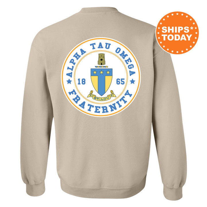 Alpha Tau Omega Proud Crests Fraternity Sweatshirt | ATO Sweatshirt | Fraternity Hoodie | Bid Day Gift | Initiation Gift