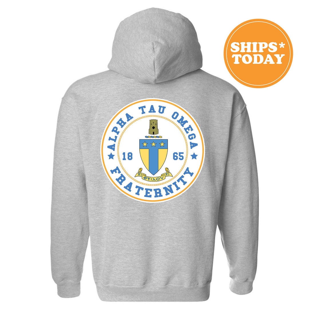 Alpha Tau Omega Proud Crests Fraternity Sweatshirt | ATO Sweatshirt | Fraternity Hoodie | Bid Day Gift | Initiation Gift
