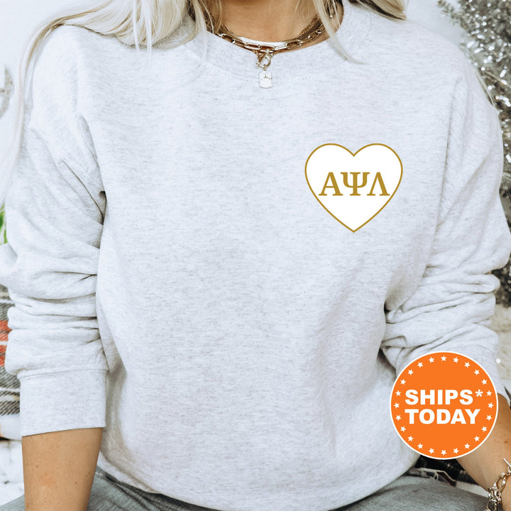 Alpha Psi Lambda Heartmark COED Sweatshirt | Alpha Psi Lambda Crewneck Sweatshirt | Greek Apparel | COED Fraternity Gift 15400g