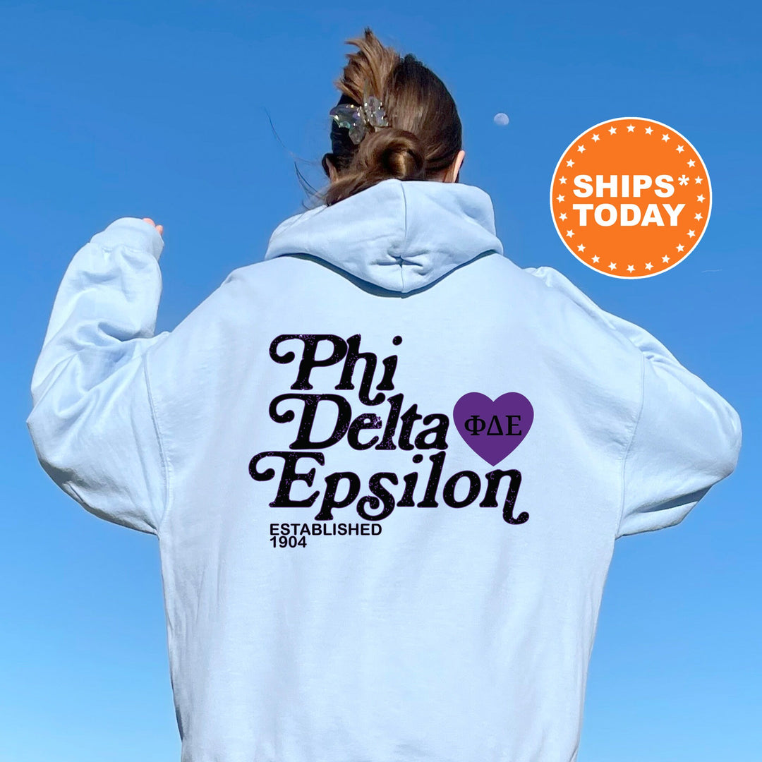 Phi Delta Epsilon Heartmark COED Sweatshirt | Phi Delta Epsilon Sweatshirt | Greek Apparel | PhiDE COED Fraternity Sweatshirt