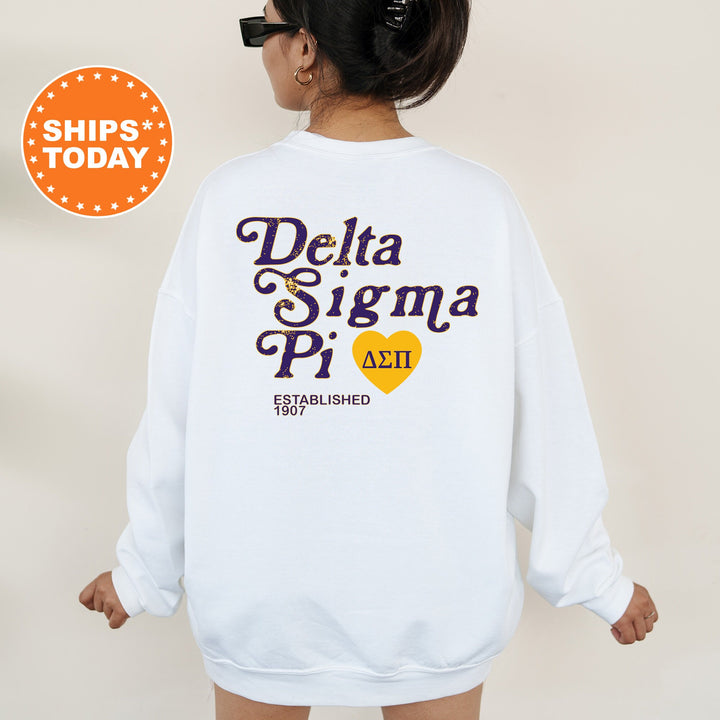 Delta Sigma Pi Heartmark COED Sweatshirt | Delta Sigma Pi Crewneck Sweatshirt | Greek Apparel | COED Fraternity Gift 15402g