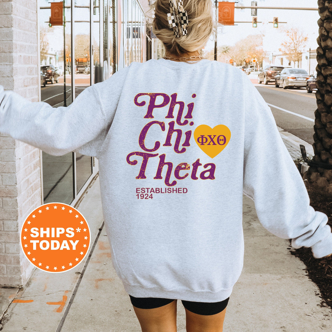 Phi Chi Theta Heartmark COED Sweatshirt | Phi Chi Theta Crewneck Sweatshirt | Greek Apparel | COED Fraternity Gift
