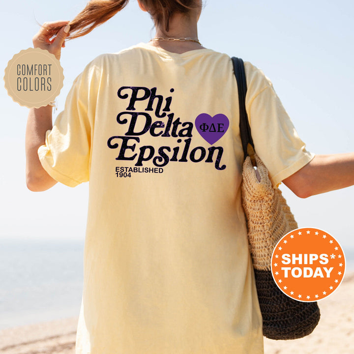 Phi Delta Epsilon Heartmark COED T-Shirt | Phi Delta Epsilon Comfort Colors Shirt | PhiDE COED Fraternity Gift | Greek Life Apparel _ 15408g