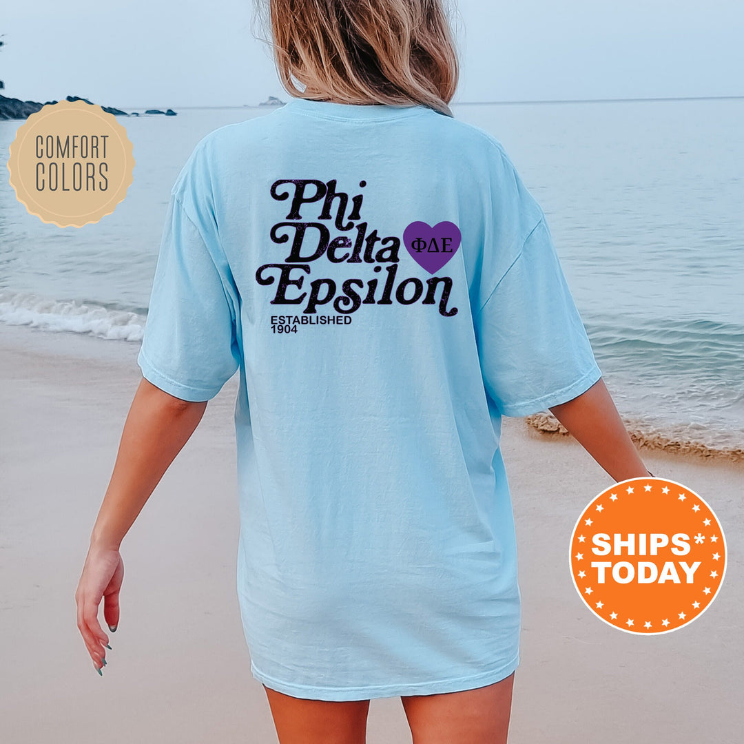 Phi Delta Epsilon Heartmark COED T-Shirt | Phi Delta Epsilon Comfort Colors Shirt | PhiDE COED Fraternity Gift | Greek Life Apparel _ 15408g