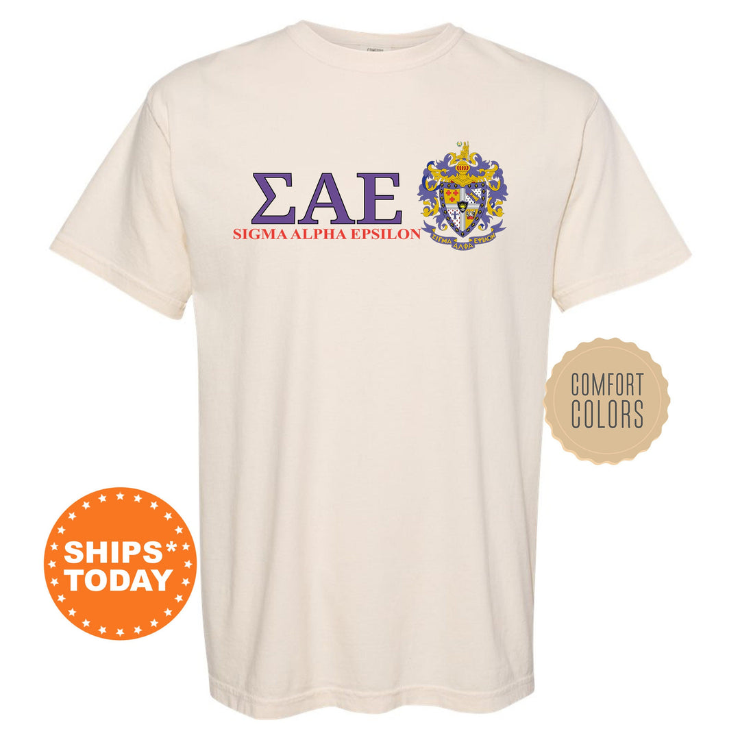 Sigma Alpha Epsilon Timeless Symbol Fraternity T-Shirt | SAE Fraternity Crest Shirt | Fraternity Chapter Gift | Comfort Colors Tee _ 10062g