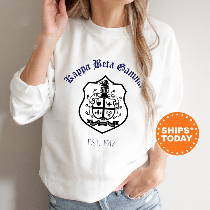 Kappa Beta Gamma Royal Crest Sorority Sweatshirt | Kappa Beta Gamma Sweatshirt | Sorority Crewneck | Greek Life Apparel