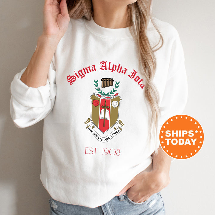 Sigma Alpha Iota Royal Crest Sorority Sweatshirt | Sigma Alpha Iota Sweatshirt | Sorority Crewneck | Greek Life Apparel
