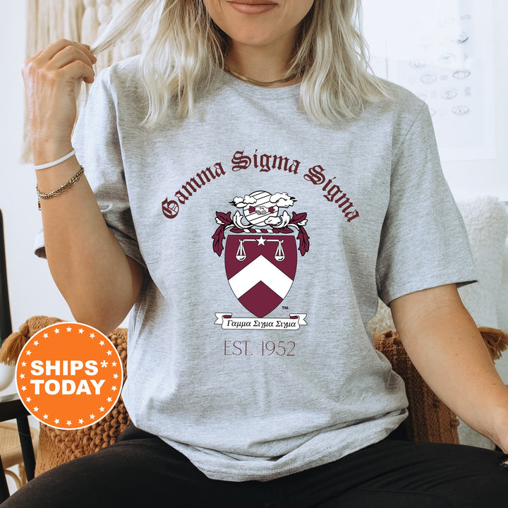 Gamma Sigma Sigma Royal Crest Sorority T-Shirt | Gamma Sigma Sigma Shirt | Comfort Colors Tee | Sorority Gift | Greek Life Shirt _ 14848g