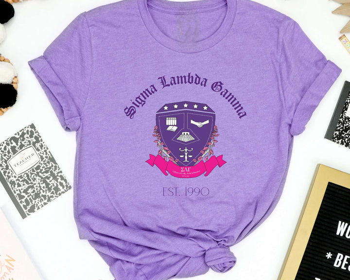 Sigma Lambda Gamma Royal Crest Sorority T-Shirt | Sigma Lambda Gamma Shirt | Gammas Comfort Colors Tee | Sorority Merch _ 14860g