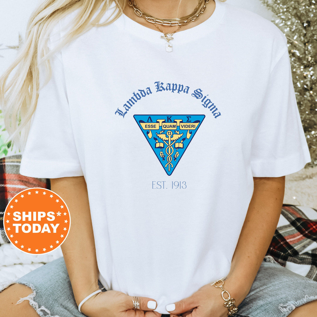 Lambda Kappa Sigma Royal Crest Sorority T-Shirt | Lambda Kappa Sigma Shirt | LKS Comfort Colors Tee | Sorority Gift | Greek Life _ 14852g