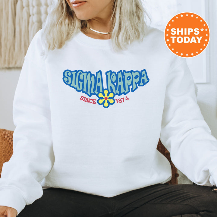 Sigma Kappa Outlined In Blue Sweatshirt | Sigma Kappa Crewneck Sweatshirt | Big Little Reveal | Sorority Merch | College Apparel _ 7848g