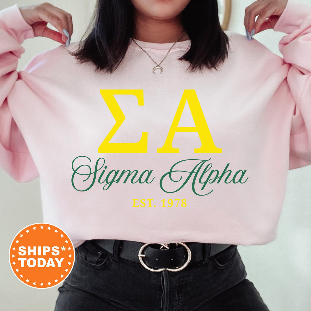 Sigma Alpha Script Sisters Sorority Sweatshirt | Sigma Alpha Sweatshirt | Greek Letters | Sorority Letters | Sorority Gift _ 14833g