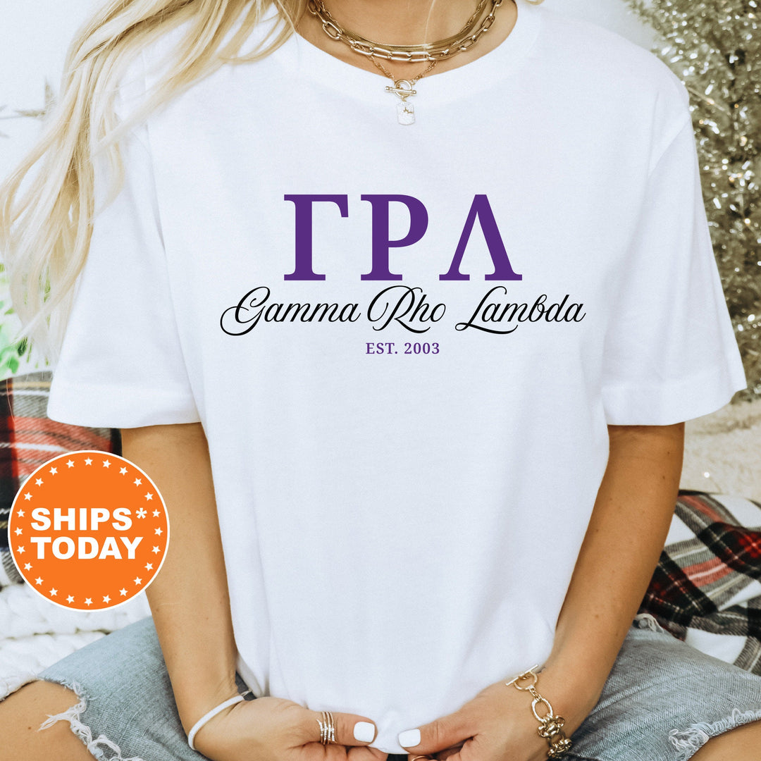 Gamma Rho Lambda Script Sisters Sorority T-Shirt | Gamma Rho Lambda Greek Letters Shirt | Comfort Colors Tee | Sorority Merch _ 14822g