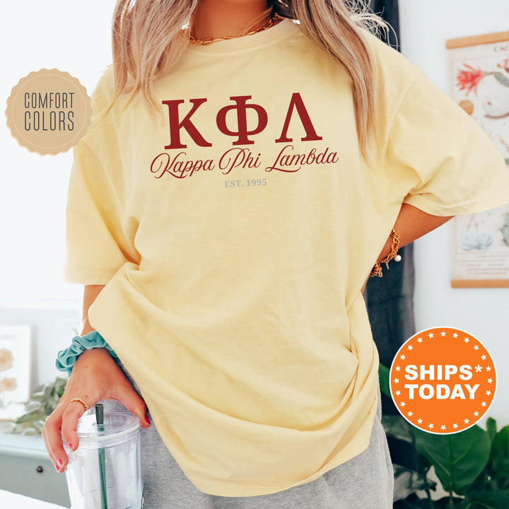 Kappa Phi Lambda Script Sisters Sorority T-Shirt | Kappas Greek Letters Shirt | KPL Comfort Colors Tee | Sorority Merch _ 14826g