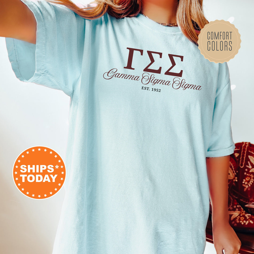 Gamma Sigma Sigma Script Sisters Sorority T-Shirt | Gamma Sigma Sigma Greek Letters Shirt | Comfort Colors Tee | Sorority Merch _ 14823g