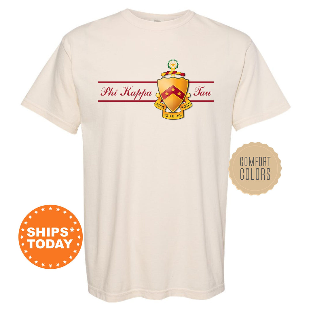 Phi Kappa Tau Noble Seal Fraternity T-Shirt | Phi Tau Fraternity Crest Shirt | Rush Pledge Comfort Colors Tee | Fraternity Gift _ 9794g