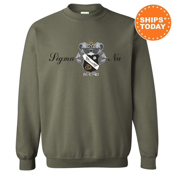 Sigma Nu Noble Seal Fraternity Sweatshirt | Sigma Nu Fraternity Crest | Rush Pledge Gift | College Crewneck | Greek Apparel _ 9801g