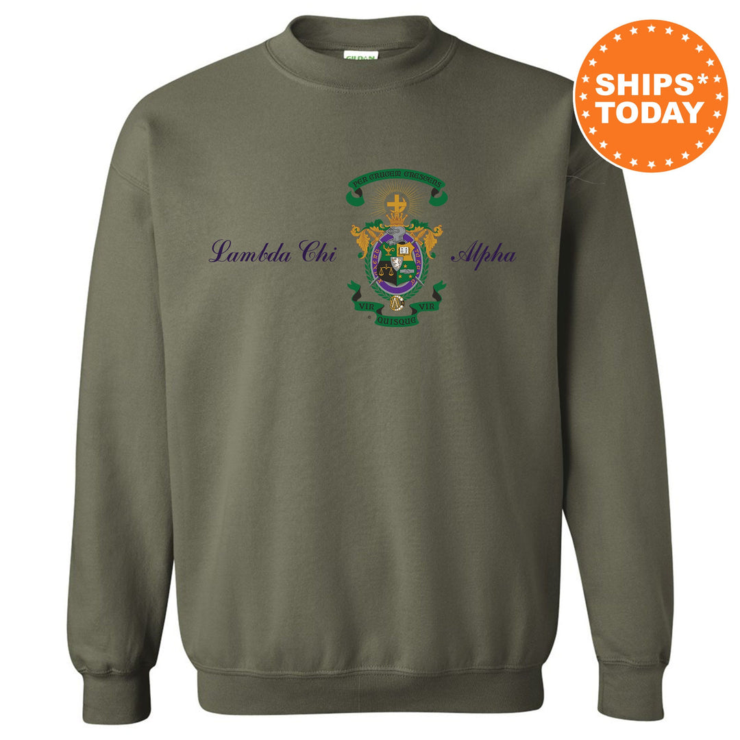 Lambda Chi Alpha Noble Seal Fraternity Sweatshirt | Lambda Chi Fraternity Crest | New Pledge Gift | College Crewneck | Greek Apparel _ 9790g