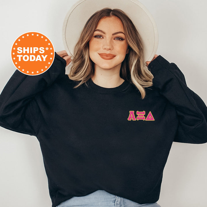 Alpha Xi Delta Red Letters Left Chest Graphic Sorority Sweatshirt | AXID Greek Sweatshirt | Greek Letters | Sorority Letters _ 17523g