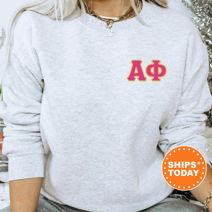 Alpha Phi Red Letters Left Chest Graphic Sorority Sweatshirt | APHI Sweatshirt | Greek Letters | Sorority Letters | Big Little Gift _ 17520g