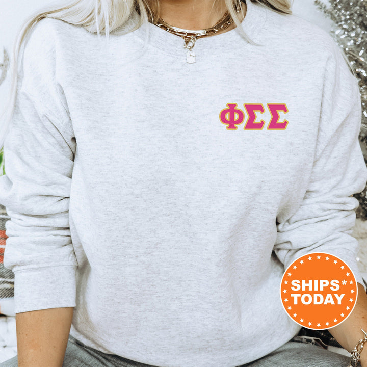 Phi Sigma Sigma Red Letters Left Chest Graphic Sorority Sweatshirt | Phi Sig Greek Sweatshirt | Greek Letters | Sorority Letters _ 17534g